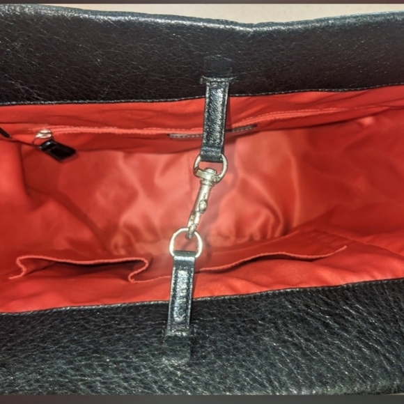 Coach Poppy Glam Tote Y2K Metallic Black Leather with silver accents EUC - Picture 8 of 16